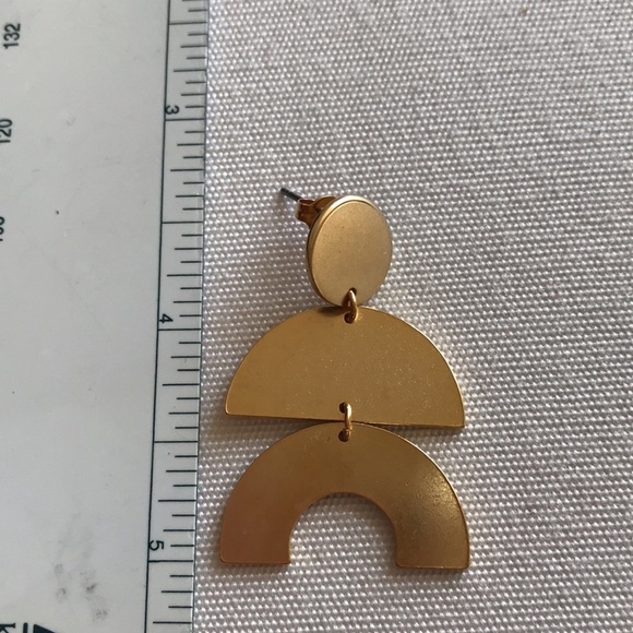 Goldtone Geometric Hinged Dangle Earrings NWOT - Picture 4 of 7